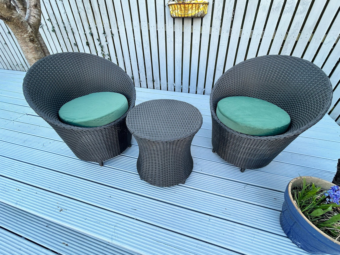 Handmade 3-Piece Rattan Patio Bistro Set with Cushions