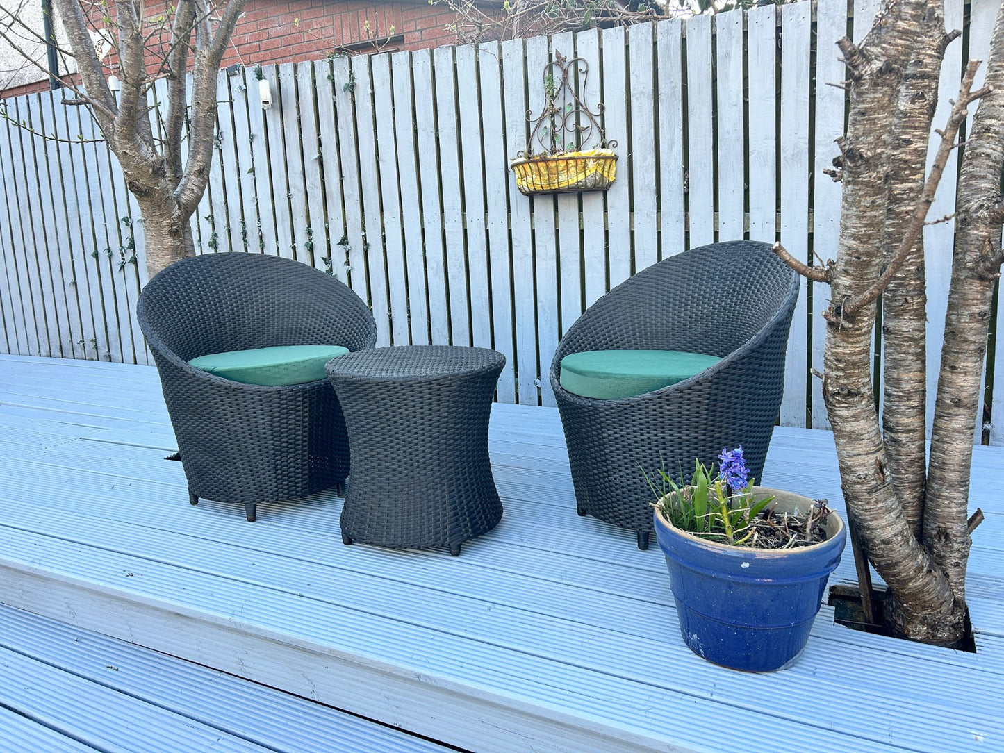 Handmade 3-Piece Rattan Patio Bistro Set with Cushions