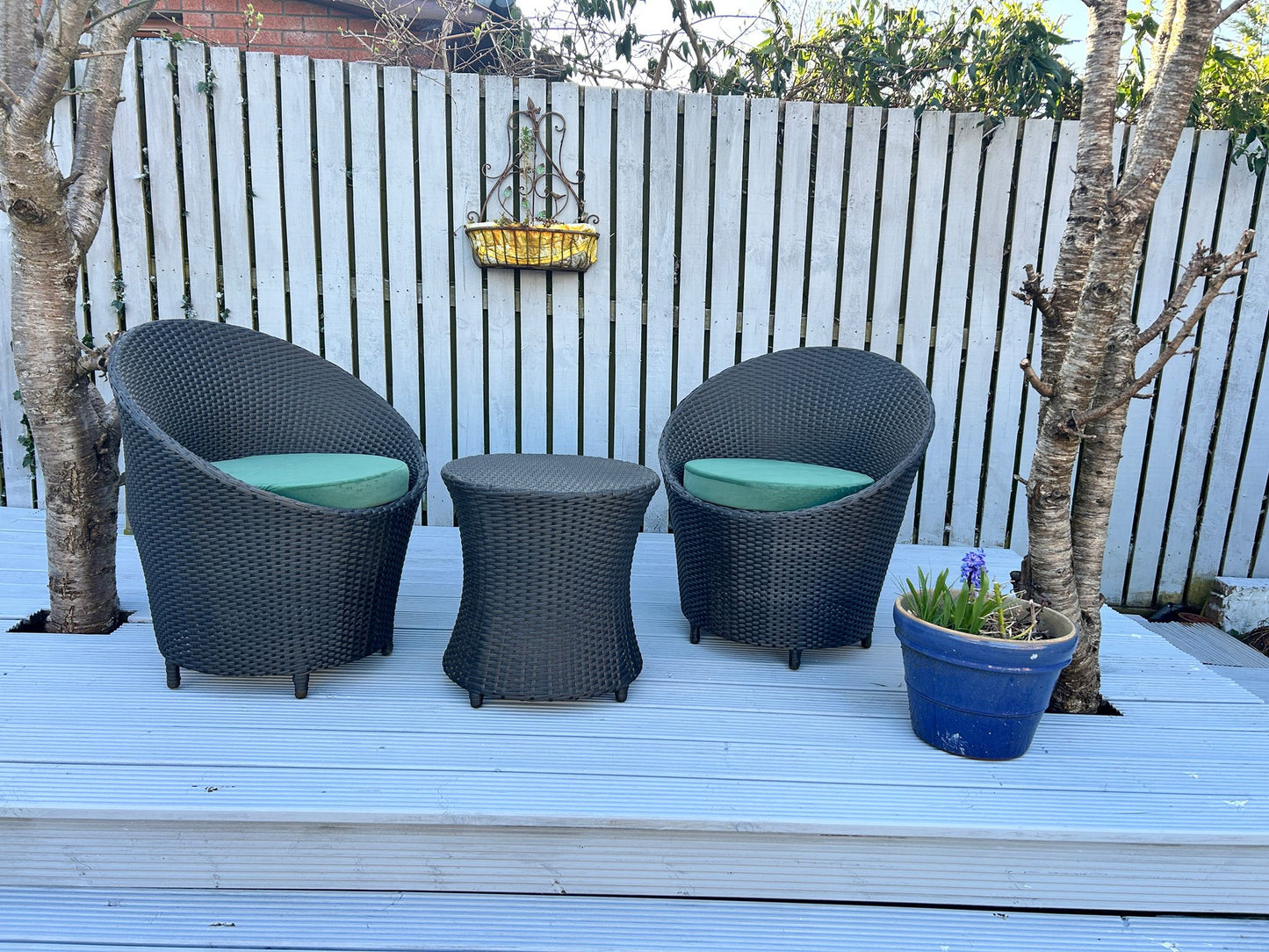 Handmade 3-Piece Rattan Patio Bistro Set with Cushions