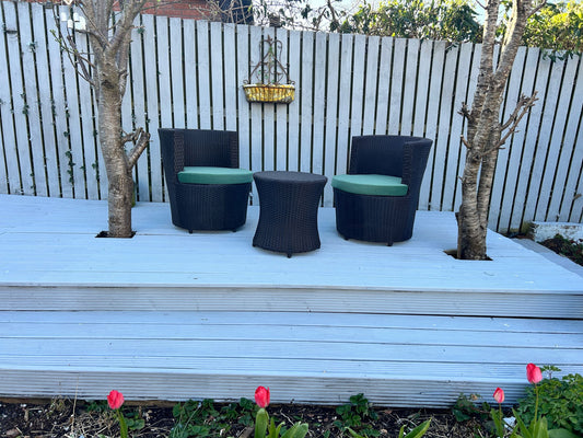 Handmade 3-Piece Rattan Patio Bistro Set with Cushions