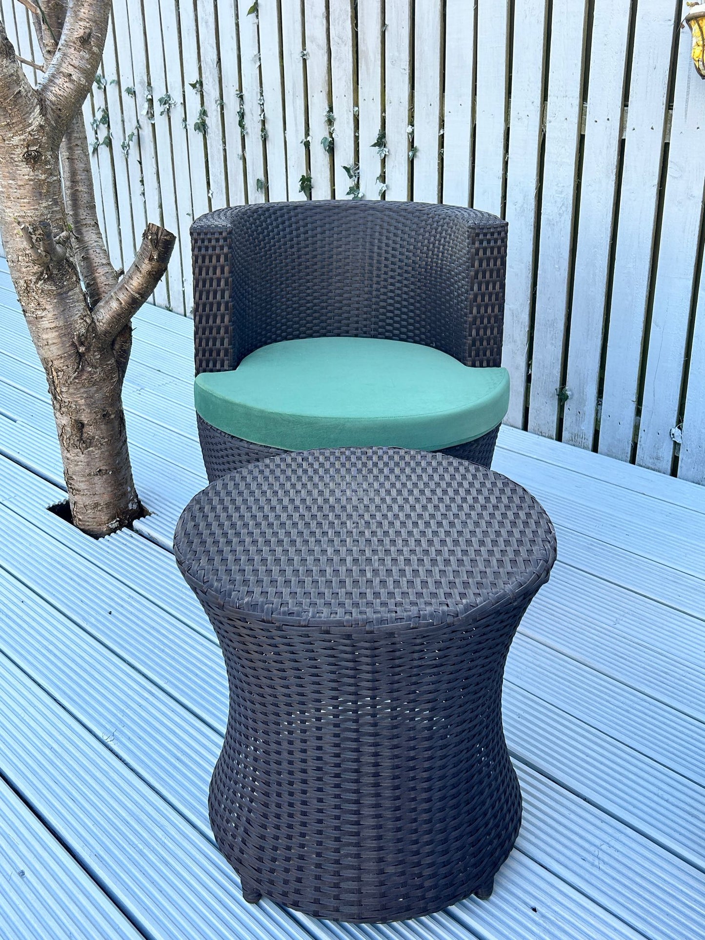 Handmade 3-Piece Rattan Patio Bistro Set with Cushions