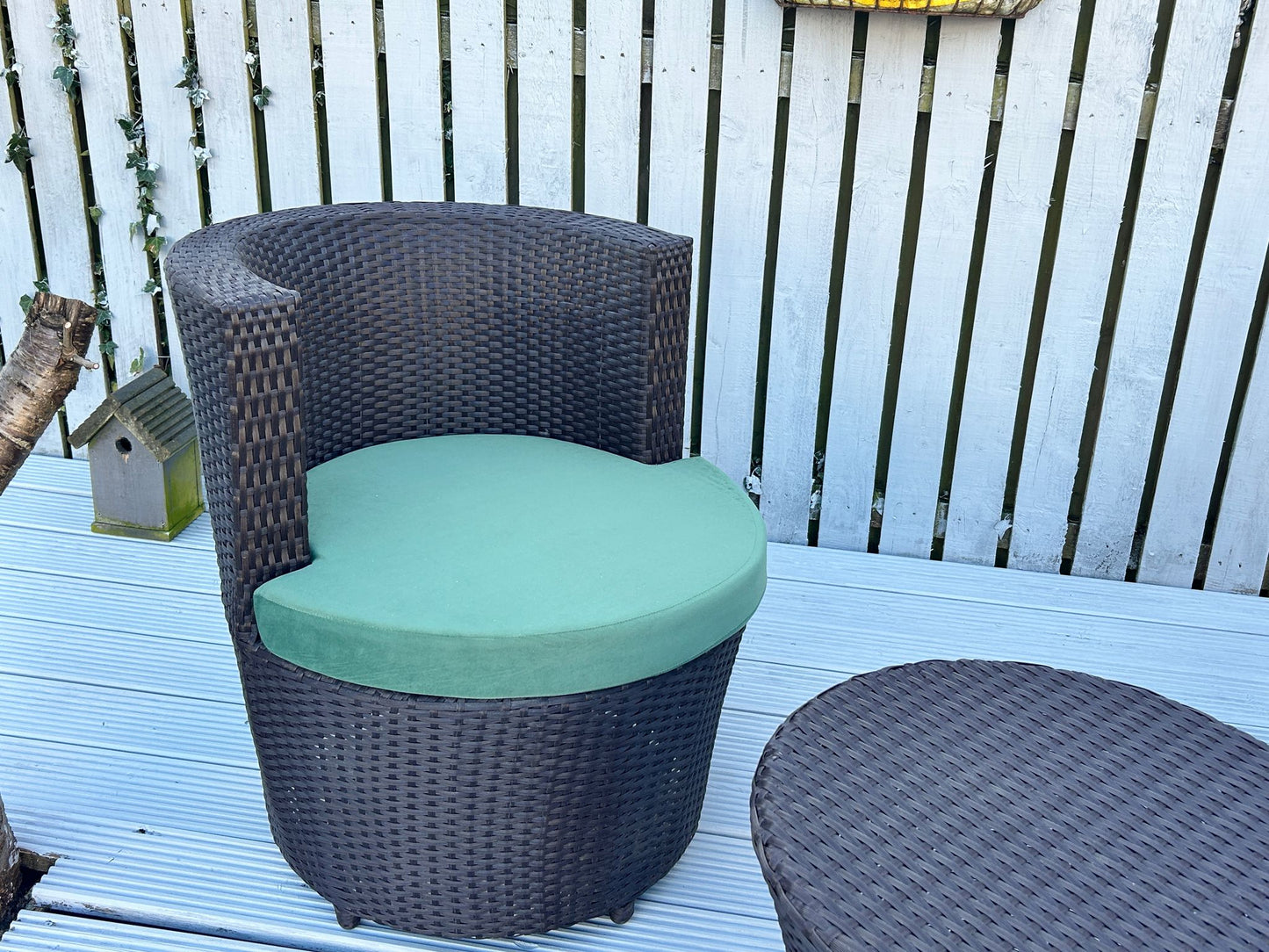 Handmade 3-Piece Rattan Patio Bistro Set with Cushions