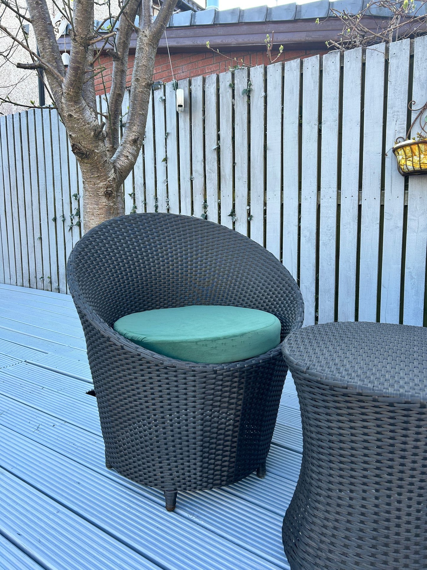 Handmade 3-Piece Rattan Patio Bistro Set with Cushions